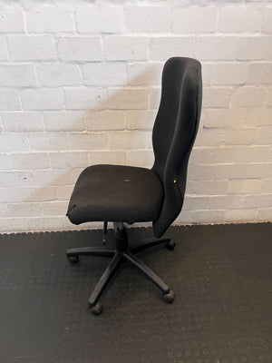 Comfortable Black Fabric Office Chair with Minor Wear