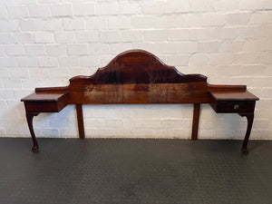 Elegant Vintage Wooden Headboard with Integrated Bedside Tables