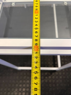 Sleek White Metal & Glass Console Table / Small Desk