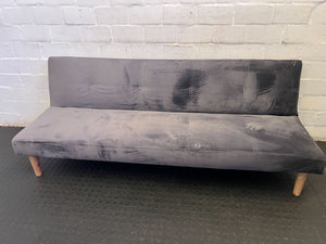 Modern Grey Velvet Sofa Bed with Wooden Legs โ Slight Wear - REDUCED
