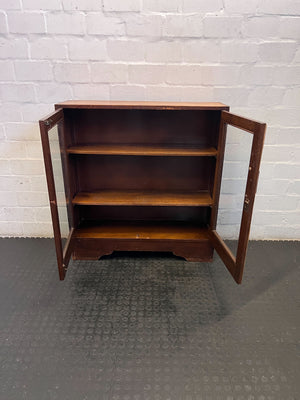 Vintage Wooden Display Cabinet with Glass Doors