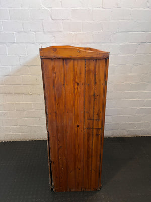 Missing the bottom base-Rustic Pine Storage Cabinet with Drawers | Vintage Wood Cupboard