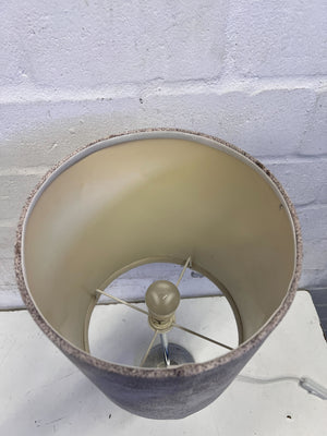 Stylish Grey Textured Table Lamp with Chrome Base