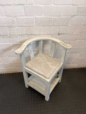 Rustic Shabby Chic Wooden Accent Chair with Shelf