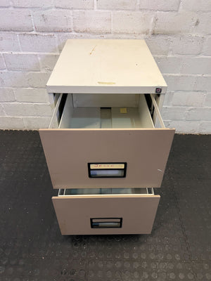 Compact Beige Metal Filing Cabinet with 2 Drawers β Minor Signs of Use - REDUCED