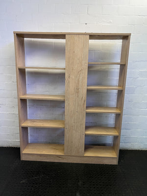 Modern Asymmetrical Light Wood Bookcase Display Unit