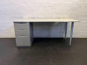 Modern Grey Office Desk with Drawer - Minor Wear - REDUCED