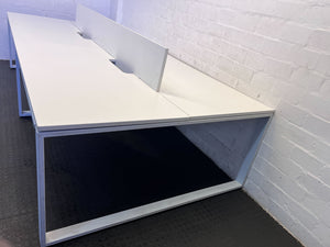Modern White Office Desk with Partition β Minor Surface Scratches