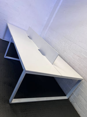 Modern White Office Desk with Partition β Minor Surface Scratches