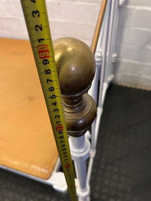 Charming Antique White Metal Single Bed Frame with Brass Accents