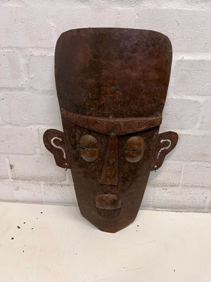 Vintage African Tribal Mask - Handcrafted Metal Décor Piece 🦁