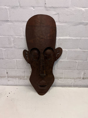 Unique Handcrafted Decorative Metal African Mask – Vintage Charm