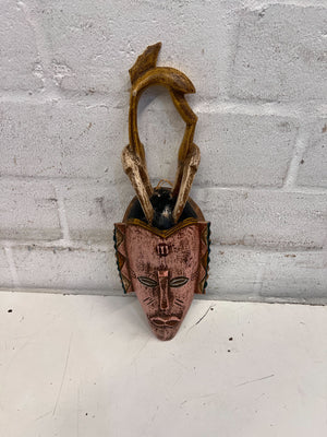 Handcrafted African Mask Décor - Unique Vintage Wooden Art Piece