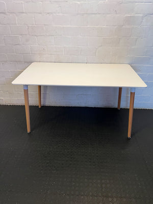 Versatile Modern Cream Table with Tapered Wooden Legs- One side legs is not stable 140 x 80