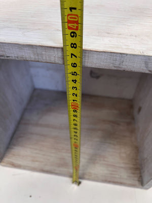 Rustic White Wash Wooden Storage Cube