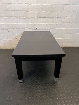 Sleek Black Rectangular Coffee/Utility Table with Modern Accents