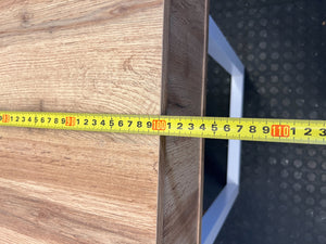 Modern Wood Desk with White Drawer & Cubbies