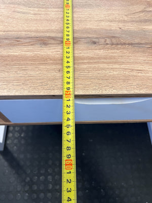 Modern Wood Desk with White Drawer & Cubbies