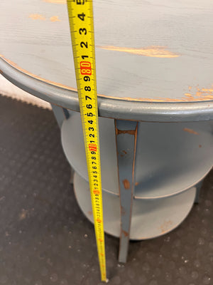 Charming Distressed Grey 3-Tier Round Side Table