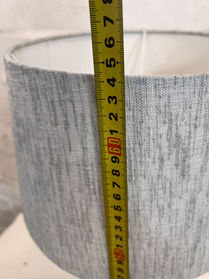 Elegant Brushed Brass Table Lamp with Grey Fabric Shade