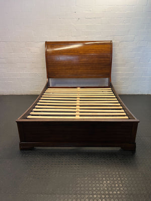 Elegant Sleigh Design Wooden Queen Bed Frame