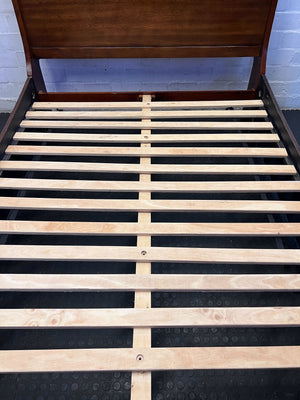 Elegant Sleigh Design Wooden Queen Bed Frame