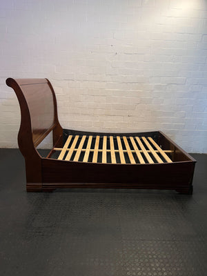 Elegant Sleigh Design Wooden Queen Bed Frame