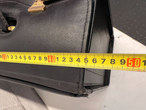 Classic Black Leather Briefcase with Gold Accents โ Vintage Charm - 2ndhandwarehouse.com