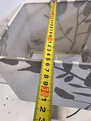 Elegant Grey Floral Table Lamp with Modern Metal Base - REDUCED