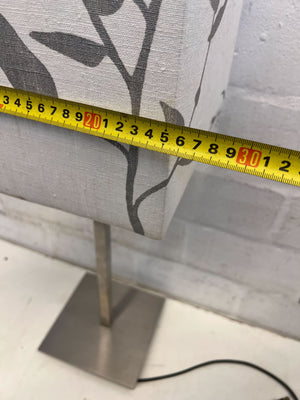 Elegant Grey Floral Table Lamp with Modern Metal Base - REDUCED