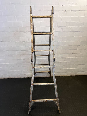 Vintage Metal A-Frame Ladder - Rustic Charm with Character