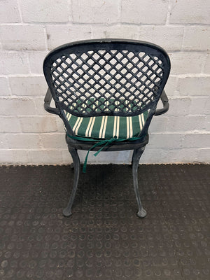Vintage Green and White Striped Metal Chair
