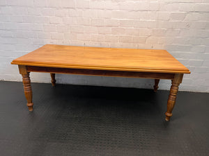 Rustic Solid Wood Dining Table with Elegant Turned Legs - 2ndhandwarehouse.com