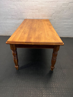 Rustic Solid Wood Dining Table with Elegant Turned Legs - 2ndhandwarehouse.com