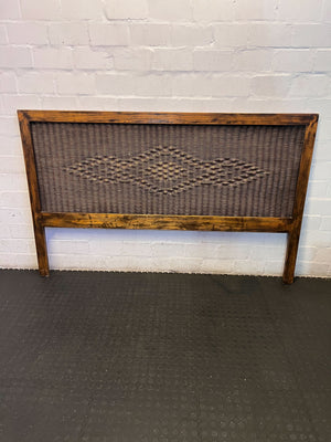 Boho Chic Rattan & Wood Diamond Weave Headboard