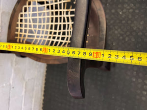 Elegant Vintage Dark Wood Armchair with Woven Seat