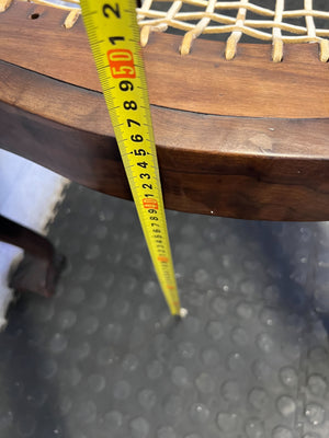 Elegant Vintage Dark Wood Armchair with Woven Seat