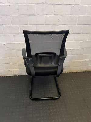 Modern Black Mesh Office Chair with Sled Base