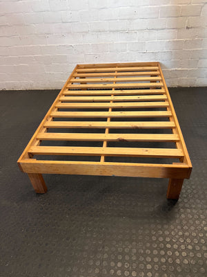 Sturdy Wooden Slatted Bed Base - Natural Finish - 2ndhandwarehouse.com