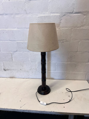 Vintage Dark Wood Table Lamp with Beige Shade - 2ndhandwarehouse.com