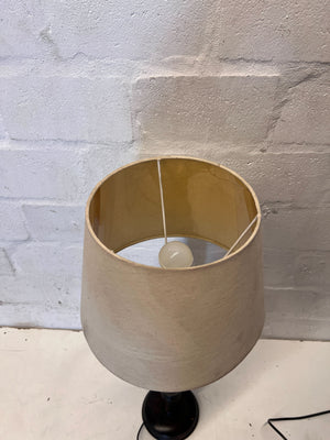 Vintage Dark Wood Table Lamp with Beige Shade - 2ndhandwarehouse.com