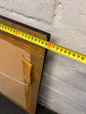 striking framed portrait with maroon matting and dark wood frame