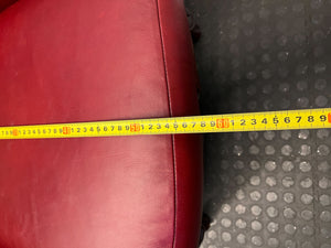 Vintage Burgundy Leather Wingback Chair with Wooden Details - REDUUCED