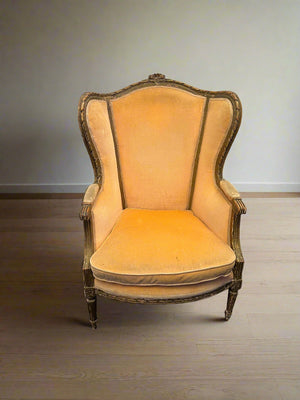 Charming Vintage Upholstered Accent Chair in Warm Orange - REDUCED