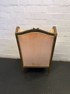 Vintage Velvet Wingback Armchair in Warm Orange – Minor Wear - REDUCED