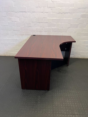 Efficient L-Shaped Office Desk - Dark Wood Finish
