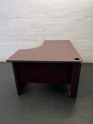 Efficient L-Shaped Office Desk - Dark Wood Finish