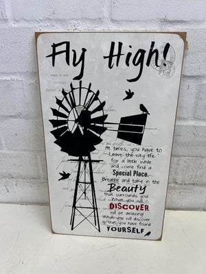 Charming Vintage Windmill Wall Art with Inspirational Quote 661 x 36cm - 2ndhandwarehouse.com