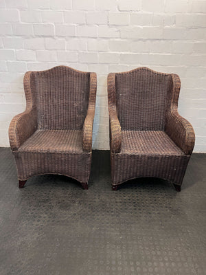 Rustic Brown Wicker Armchair – Cozy Rattan Accent Chair - 2ndhandwarehouse.com