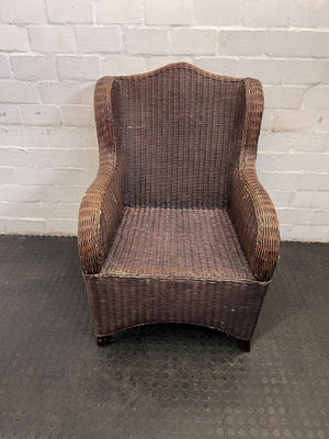 Rustic Brown Wicker Armchair – Cozy Rattan Accent Chair - 2ndhandwarehouse.com